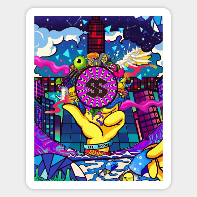 Dope Slluks colorful city night mirage illustration Sticker by slluks_shop